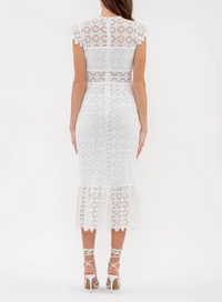 Eyelet Lace Ruffle Midi Dress