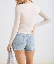 The Pintuck Boatneck Top Lt Khaki