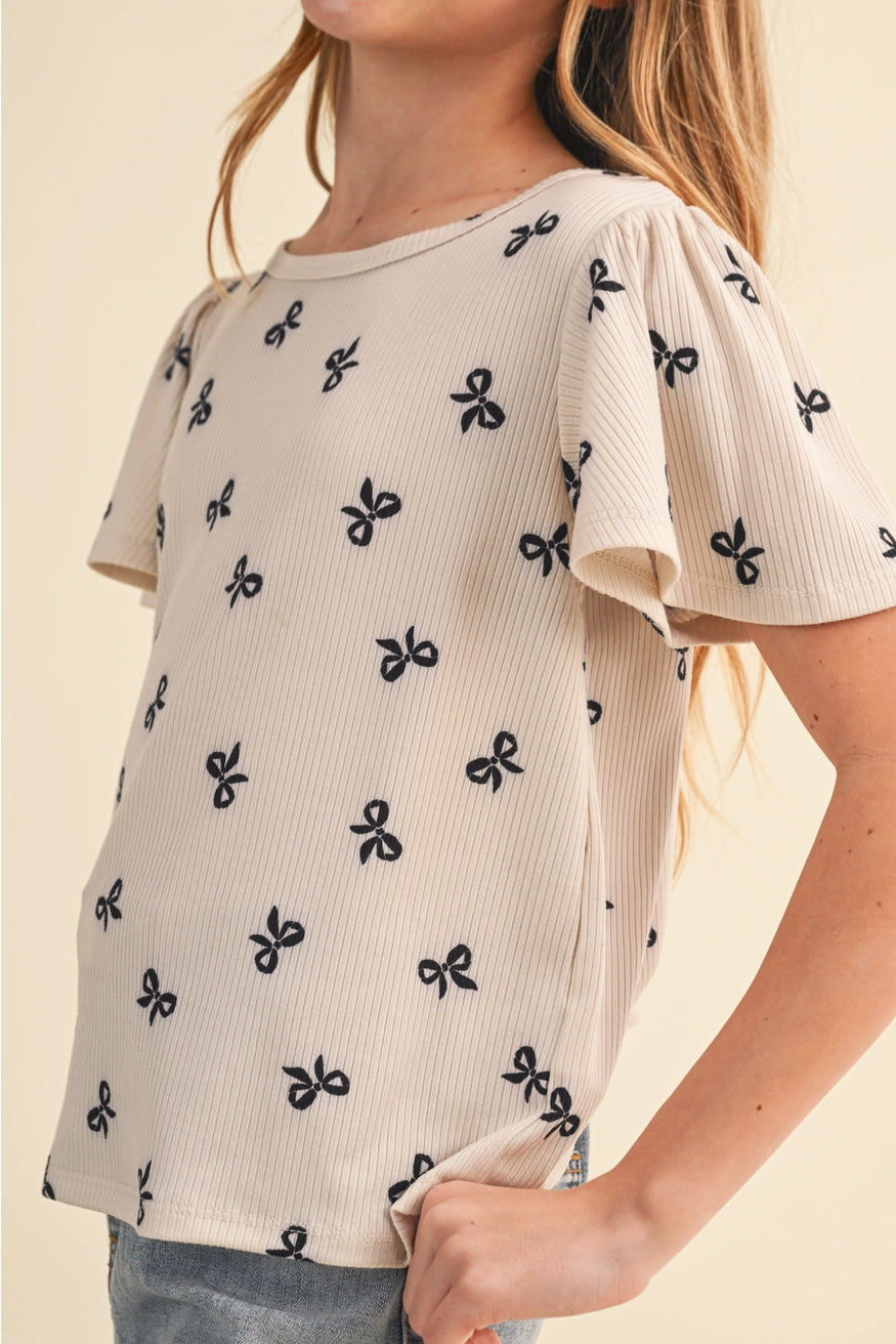 Sweet Bow Tween Flutter Top