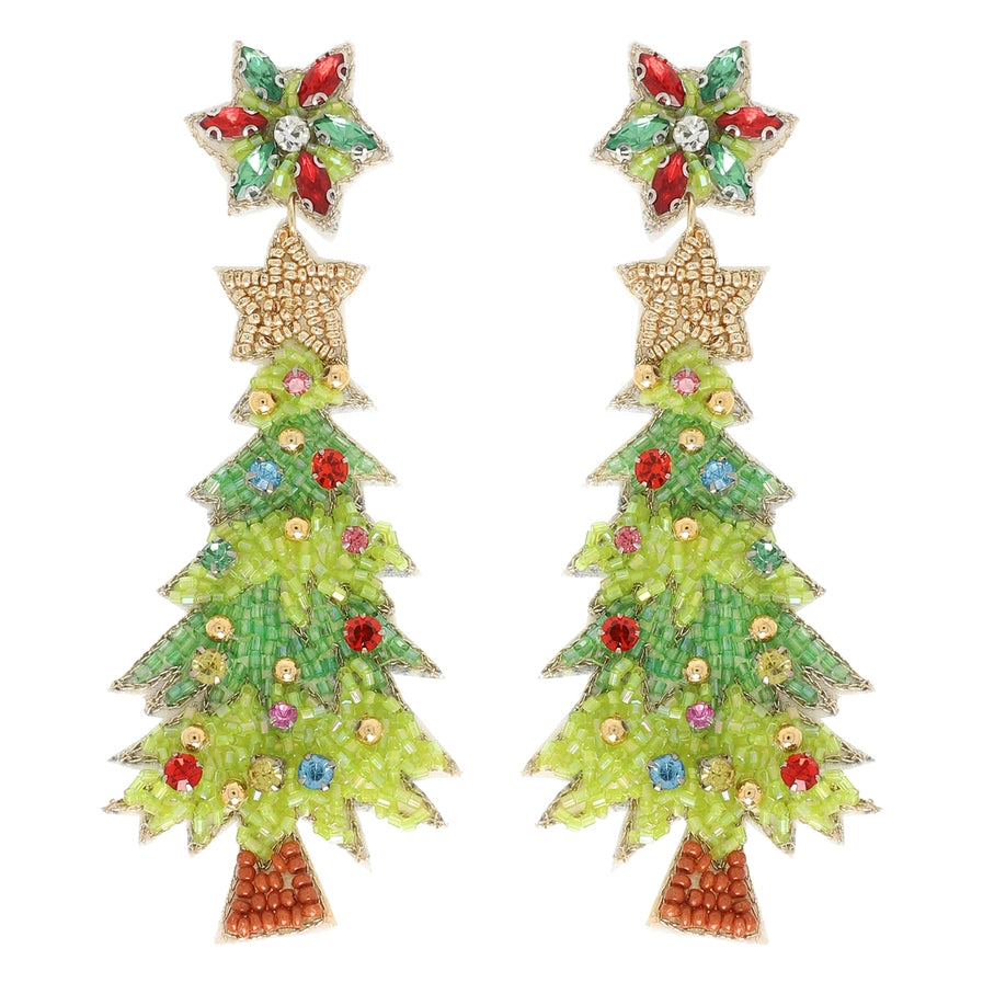 Christmas Tree Jeweled Earrings