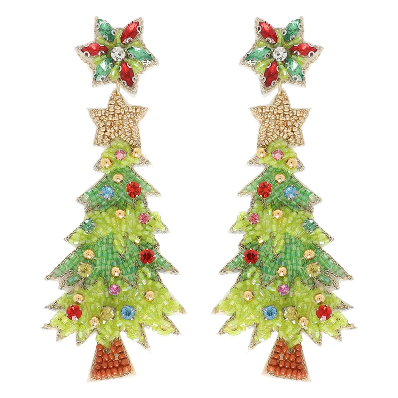 Christmas Tree Jeweled Earrings