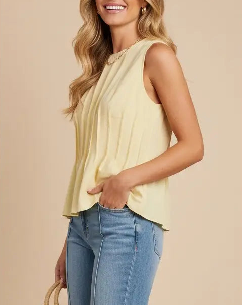Celina Sculpted Yellow Peplum Top