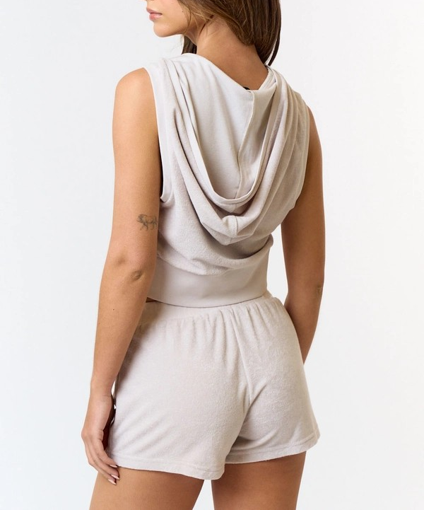 Terry Sleeveless Hoodie & Skort Set