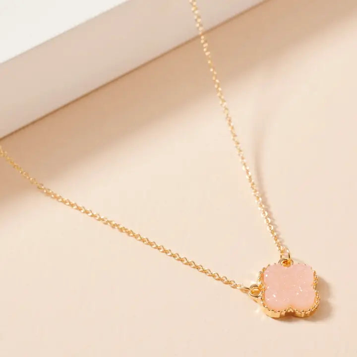 Flower Druzy Charm Necklace