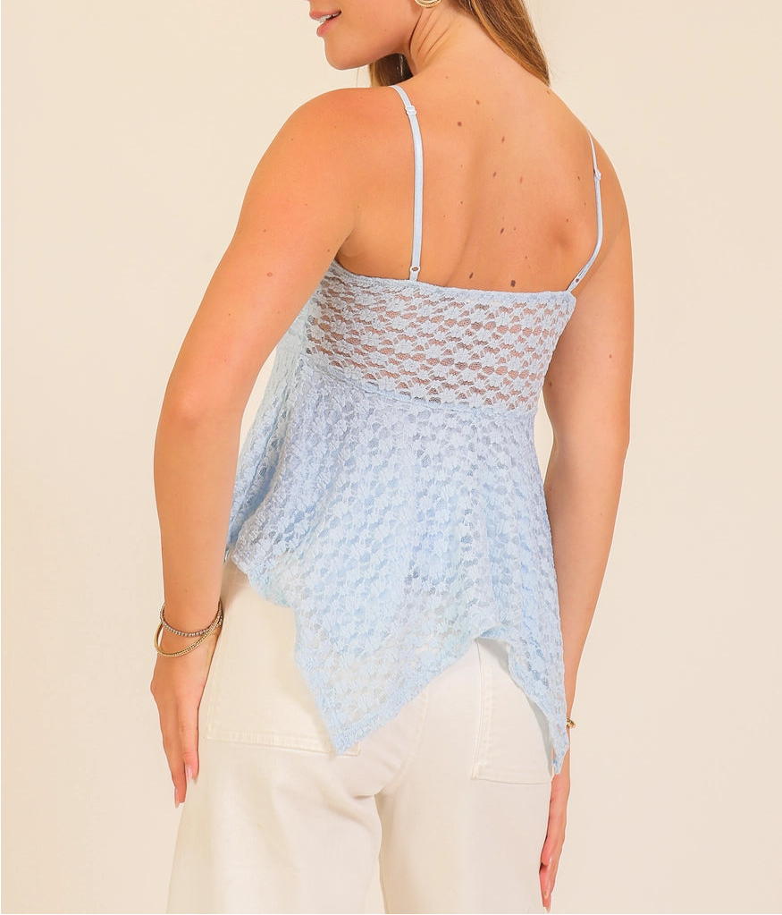 Sweet Peony Lace Top Blue