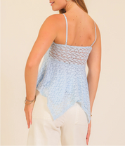 Sweet Peony Lace Top Blue