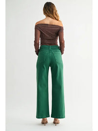 Meredith Wide Leg Green Jeans