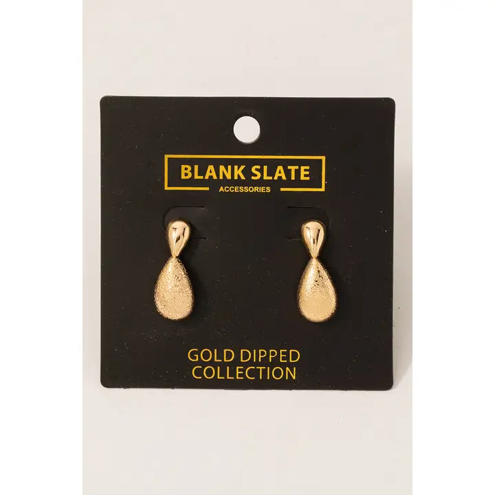 Gold Dipped Textured Teardrop Earrings