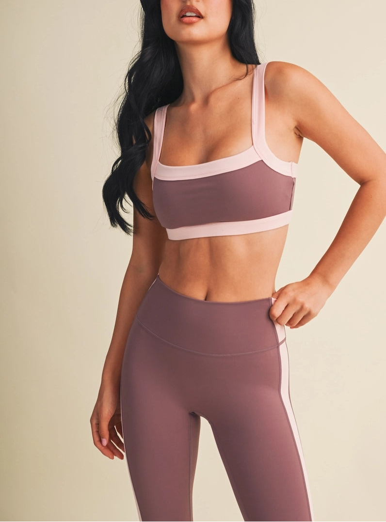 Contrast Block Sports Bra Mauve