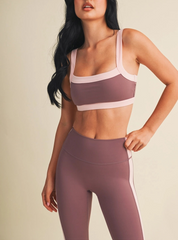 Contrast Block Sports Bra Mauve
