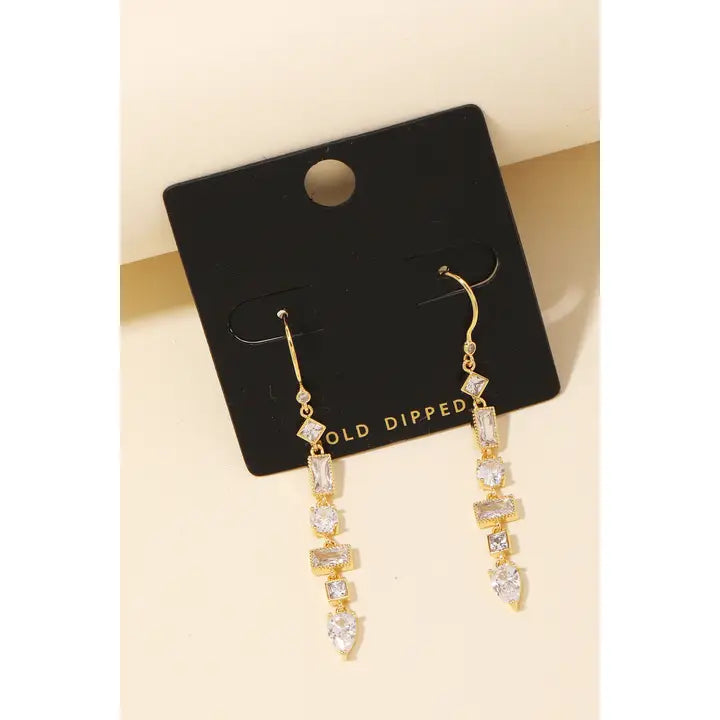 Gold Dipped Rhinestone Chain Earring