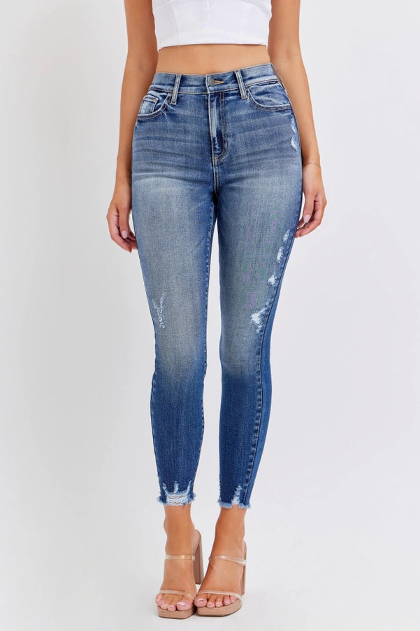 Hr Stretch Skinny Frayed Hem Jean