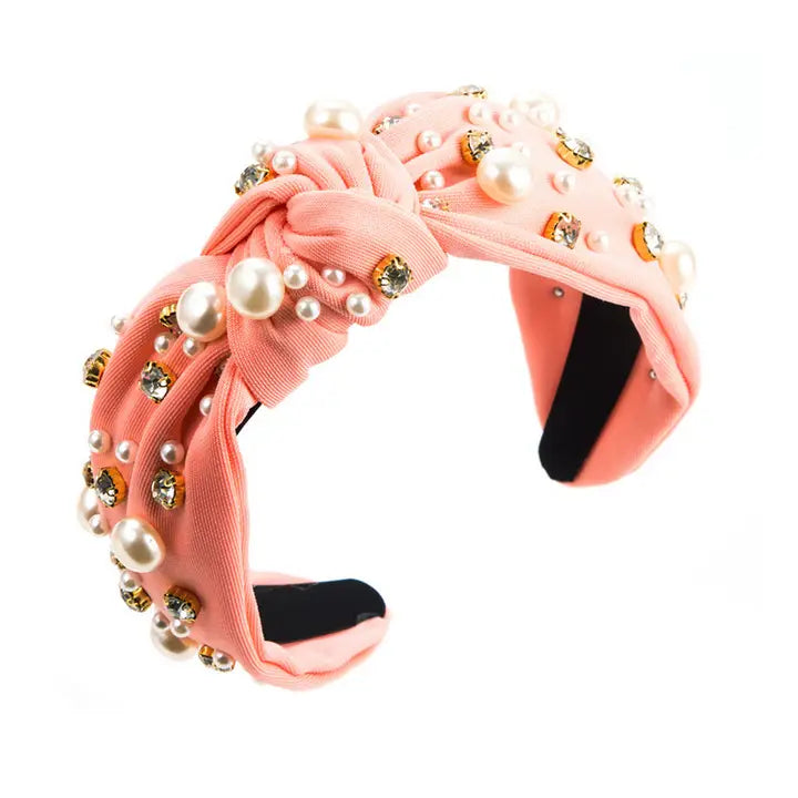 Pink Pearl Knot Headband