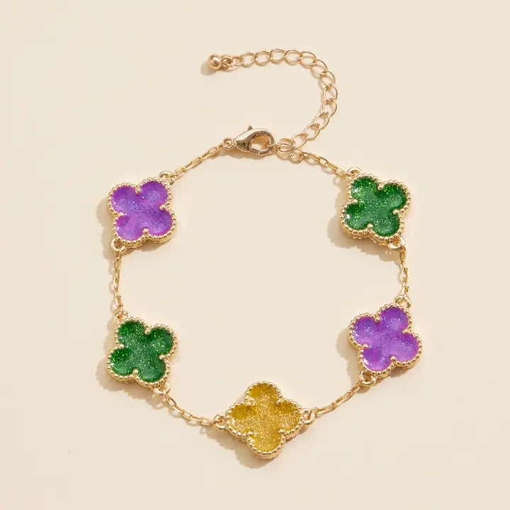 Mardi Gras Clover Bracelet