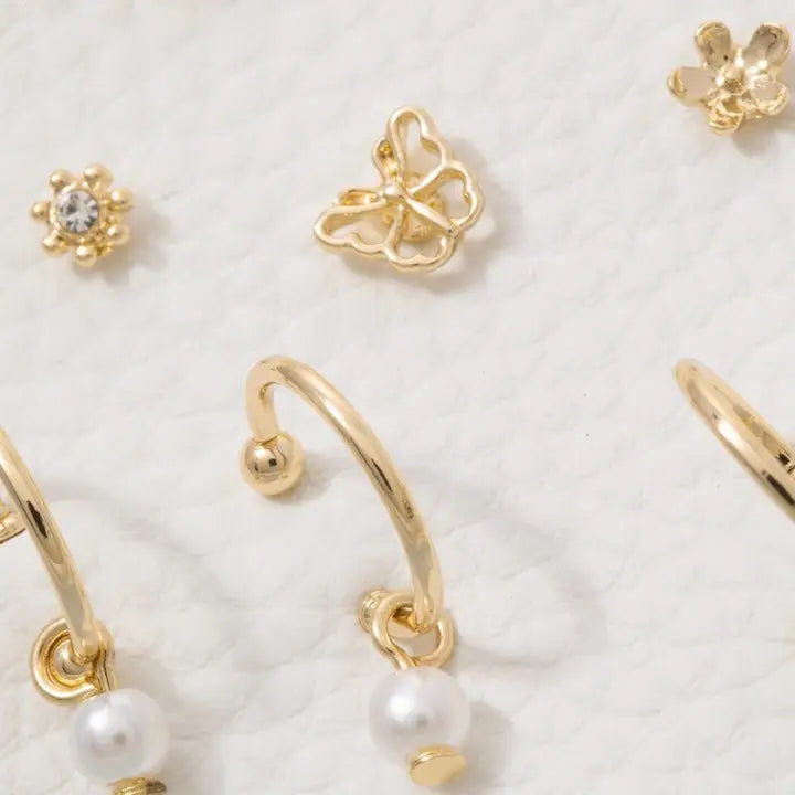 Butterfly Flower 10pc Earring Set