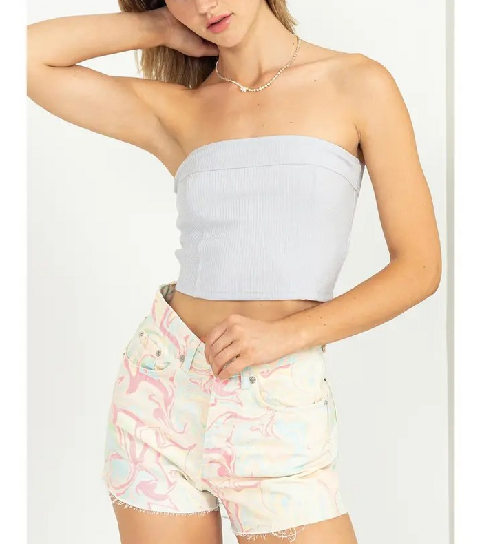 Strapless Ribbed Crop Top