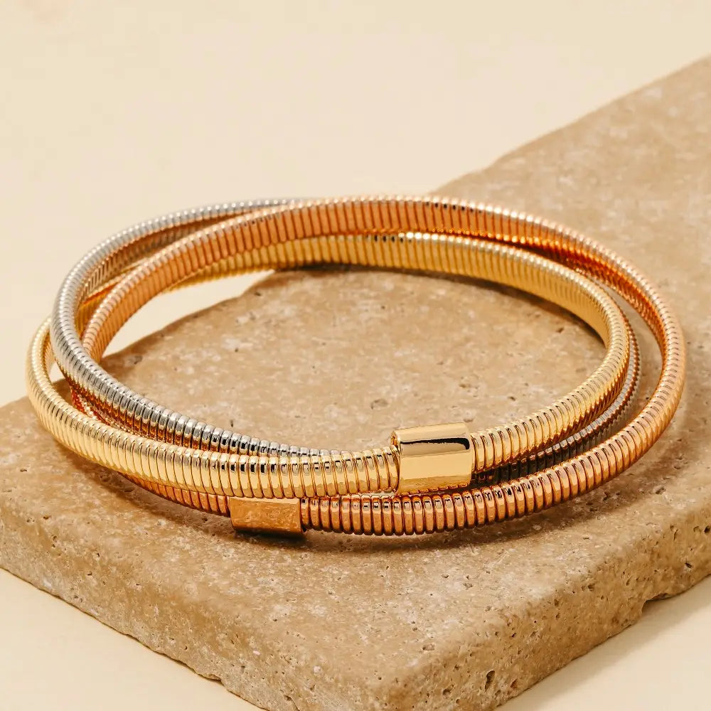 Layered Coiled Metallic Bracelet Set