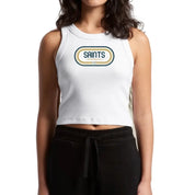 Retro Game Day Ribbed Crop Tank White