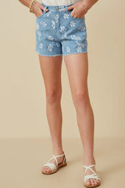 Tween Flower Power Denim Shorts