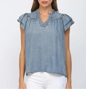 Chambray Breeze Flutter Top
