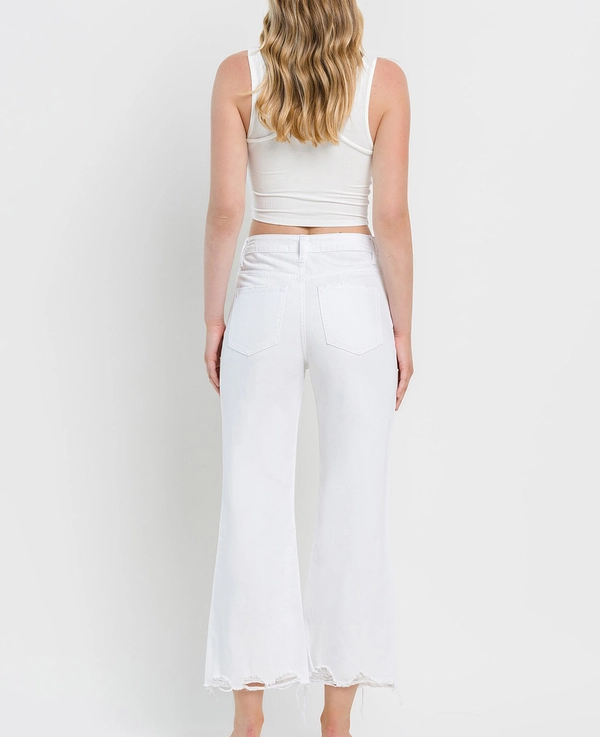 90's Vintage Super HR Crop Flare White Jeans