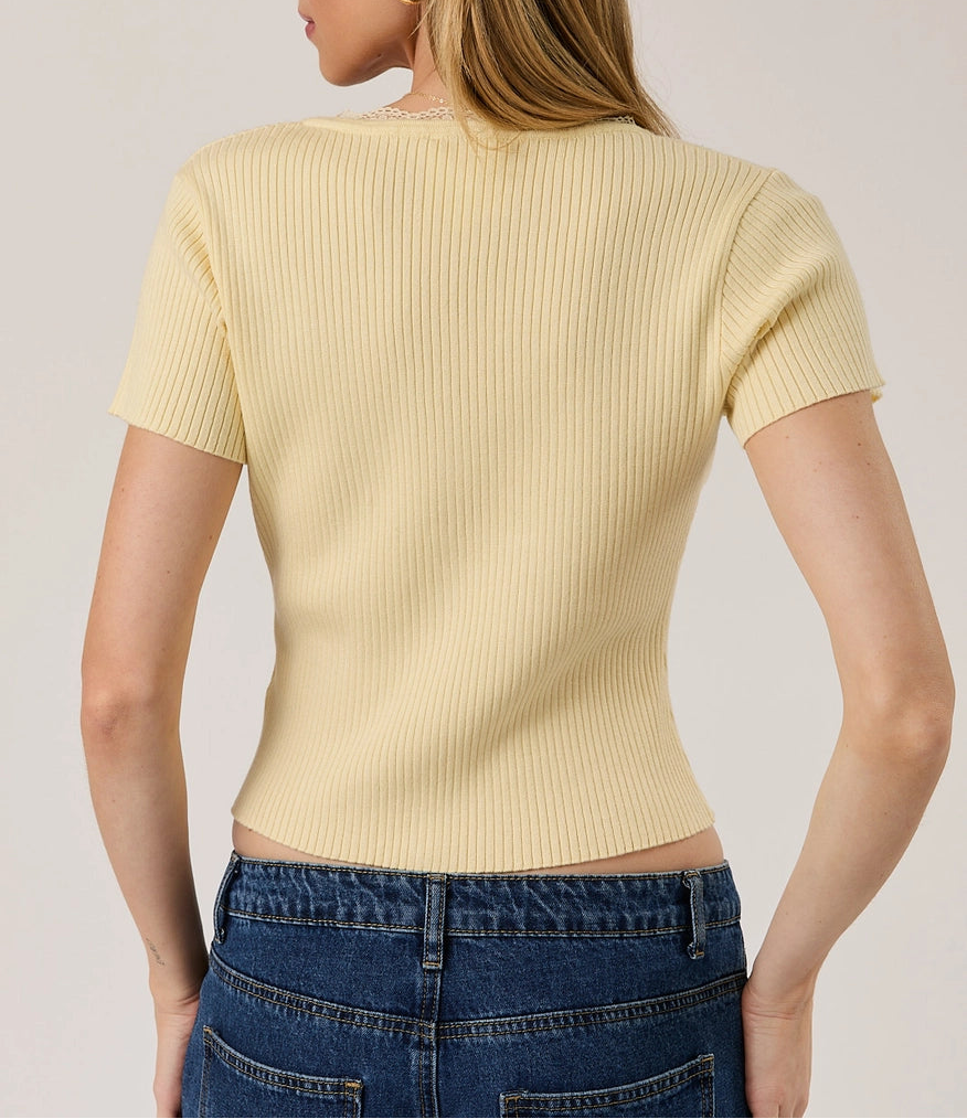 Honey Lace Ribbed Top