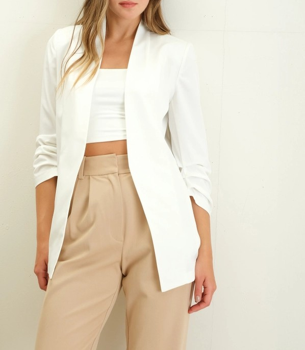 Carly Collarless 3/4 Sleeve Blazer