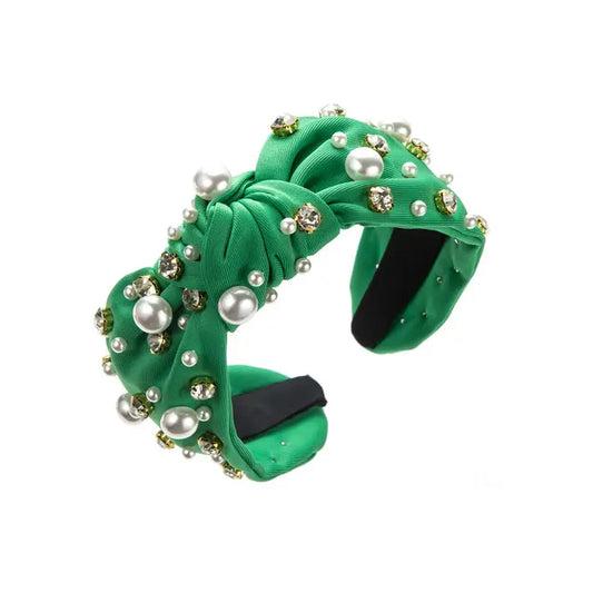Green Pearl Knot Headband