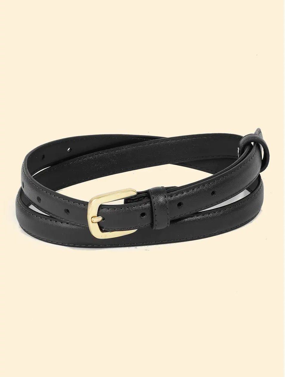 Thin Black Leather Belt