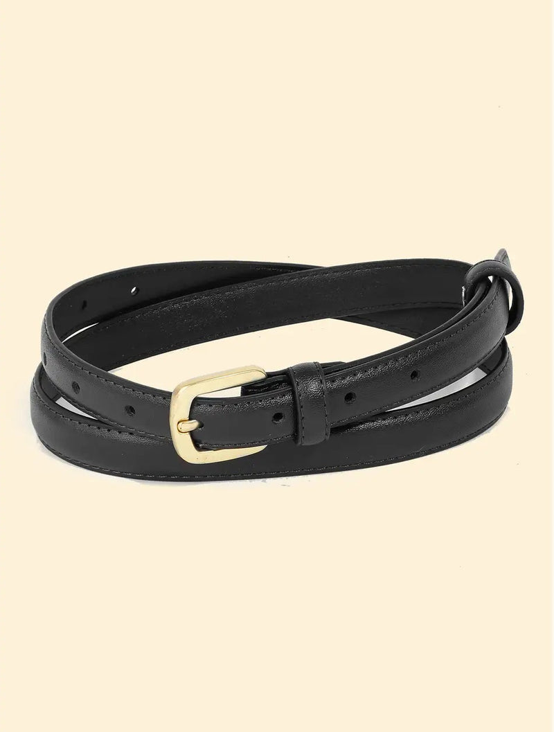 Thin Black Leather Belt