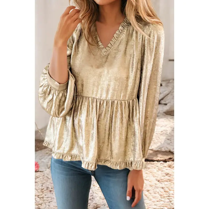 So Golden Babydoll Blouse