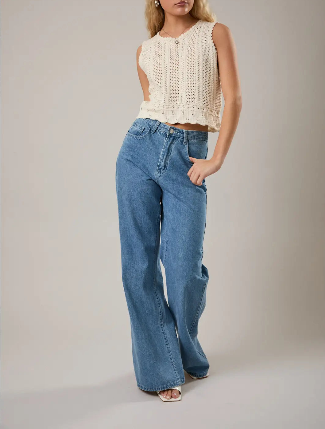 Seaside Scallop Sweater Tank Top