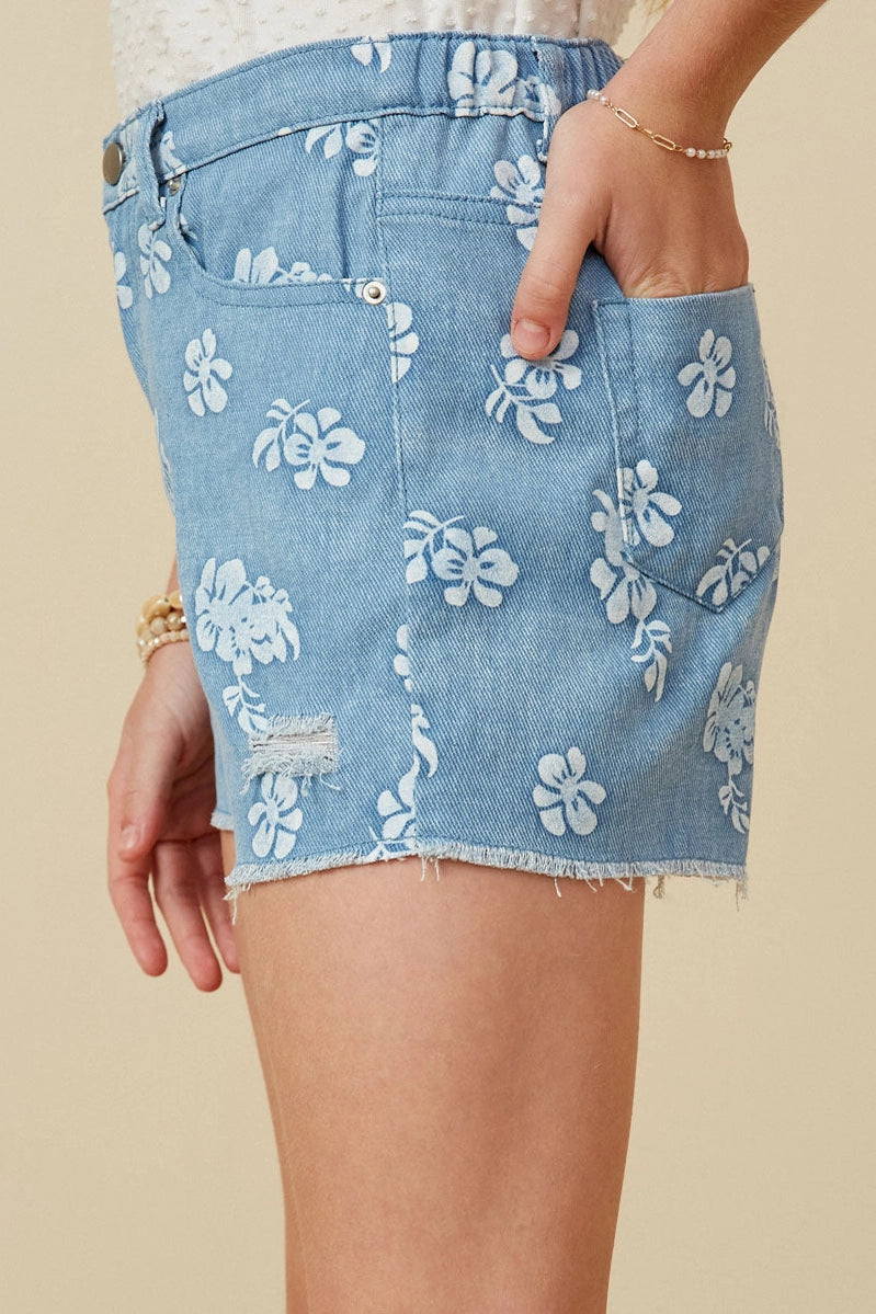 Tween Flower Power Denim Shorts