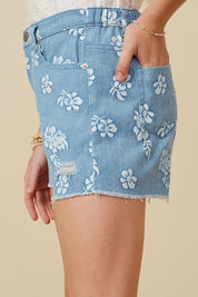 Tween Flower Power Denim Shorts