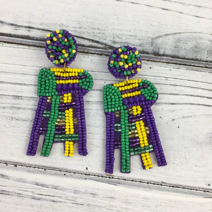 Beaded Mardi Gras Ladder Earrings