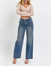 Rhinestone HR Wide Leg Jeans