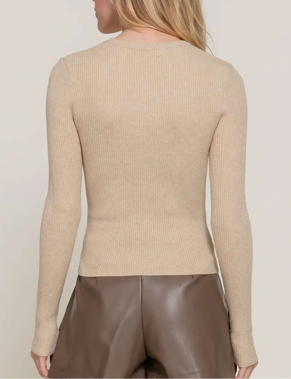 Alissa Oatmeal Ribbed Sweater Top