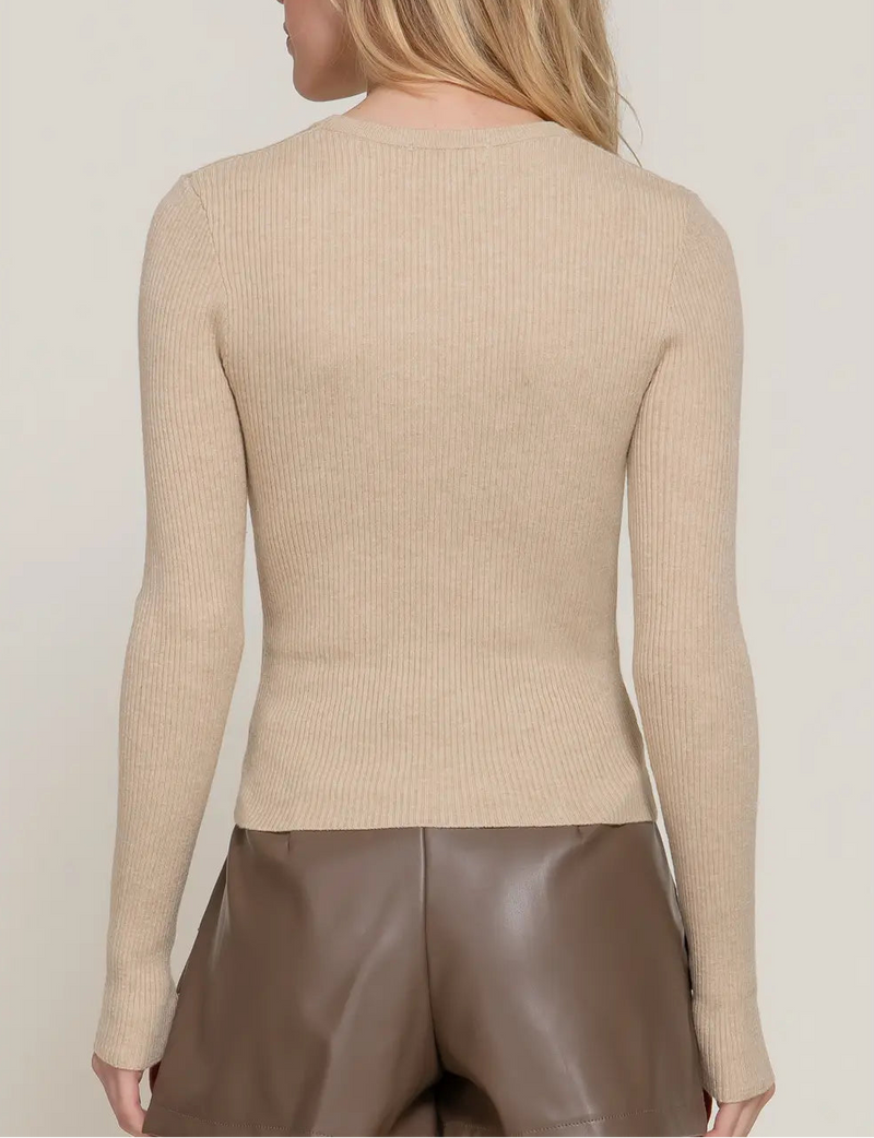 Alissa Oatmeal Ribbed Sweater Top