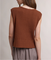The Harper Ribbed Tank Brown