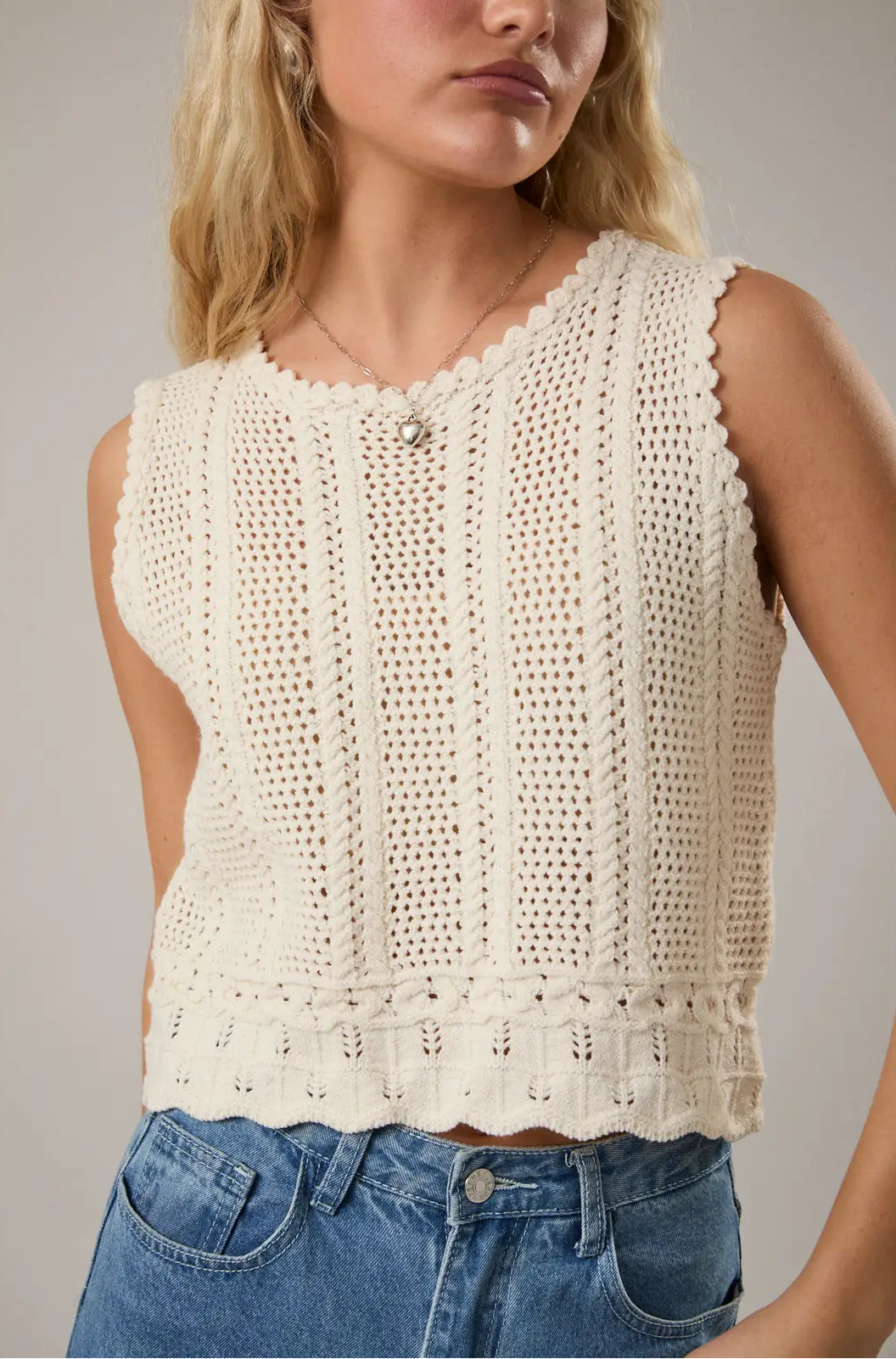 Seaside Scallop Sweater Tank Top