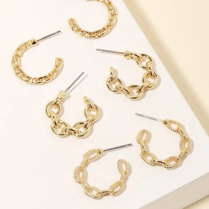 Chain Hoop Earrings Set