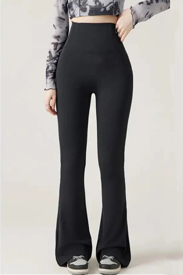 Heidi Black Fleece Flare Yoga Pants