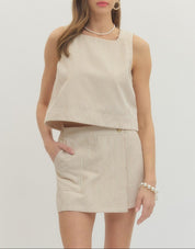 Neutral Stripe Cropped Tank