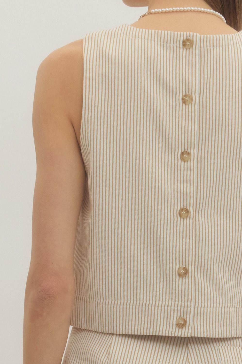 Neutral Stripe Cropped Tank