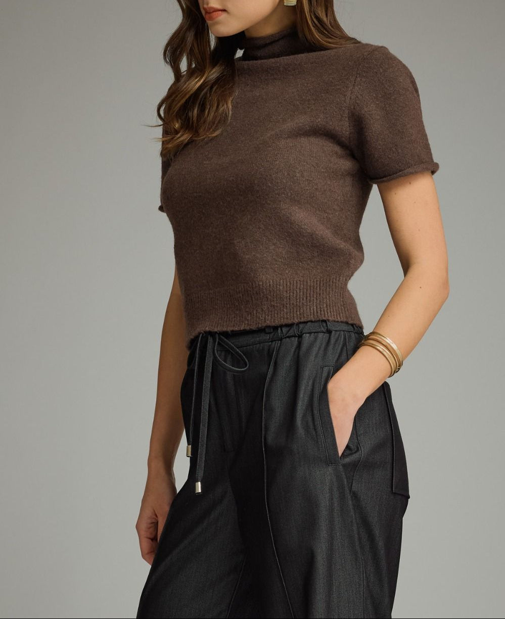 The Aspen Mock Neck Sweater Brown