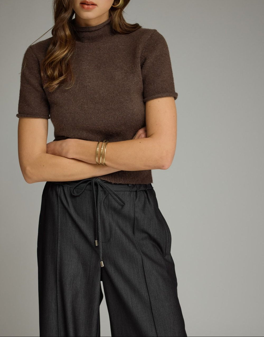 The Aspen Mock Neck Sweater Brown