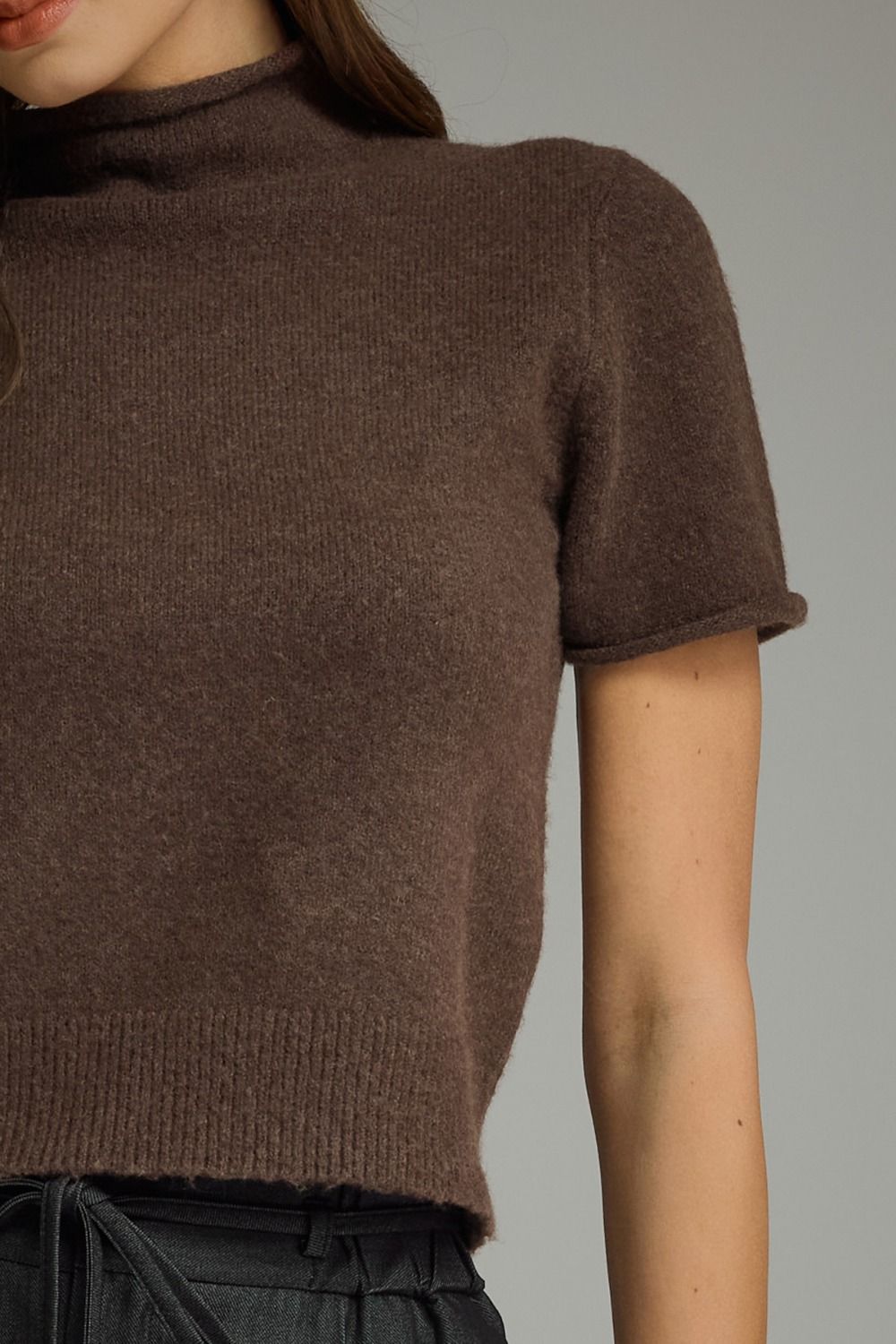 The Aspen Mock Neck Sweater Brown