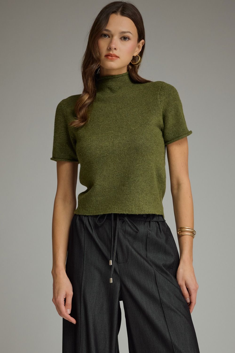 The Aspen Mock Neck Sweater Olive