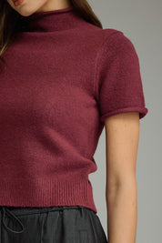 The Aspen Mock Neck Sweater Merlot