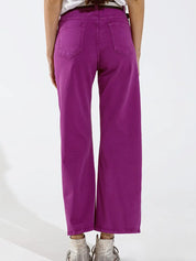 Purple & Gold Metallic Wide Leg Jeans